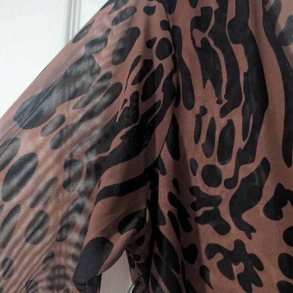 Good American | Mesh Bodysuit in Warped Leopard004 - Picture 6 of 13